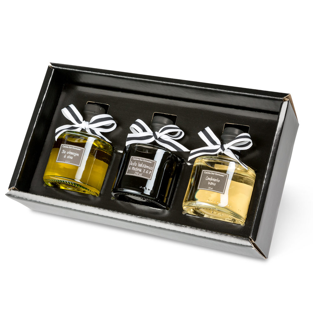 Aceti e olio in bottiglia speciale Laura - collezione bianco e nero