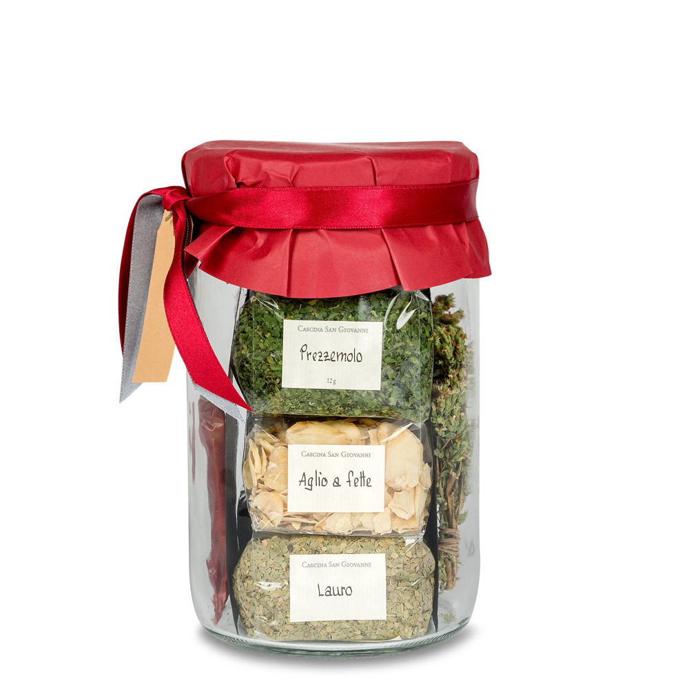 Vaso con selezione di erbe